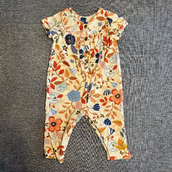 OLD NAVY cotton/rayon romper - cream w/ floral print - 12 mo - Picture 1 of 5